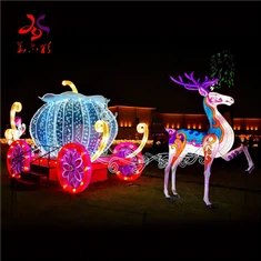 กลางแจ้งที่กำหนดเองกรอบเหล็ก 3D Motif Light สัตว์ Reindeer พร้อมเลื่อนไฟคริสต์มาส Motif สำหรับตกแต่งคริสต์มาส